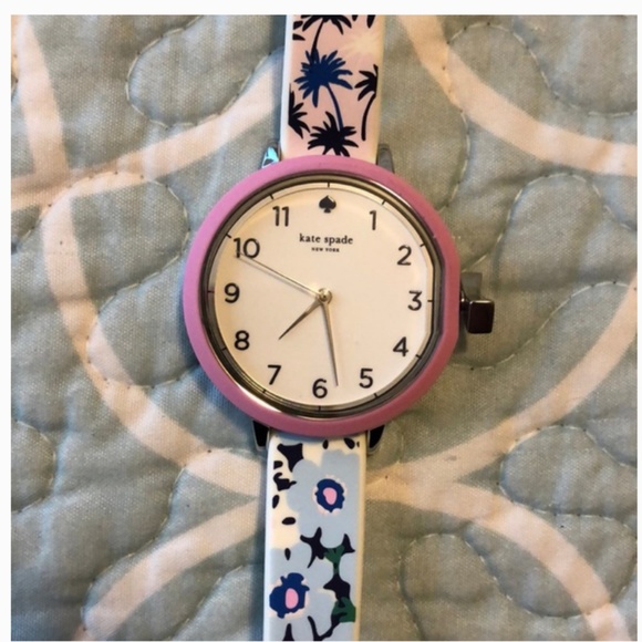 kate spade park row pink blue white tropical silicone watch nwt - Picture 5 of 8